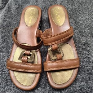 Cole Haan Brown and Gold Sandals
